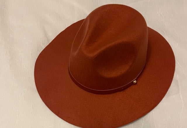 Rust Orange Teardrop Fedora